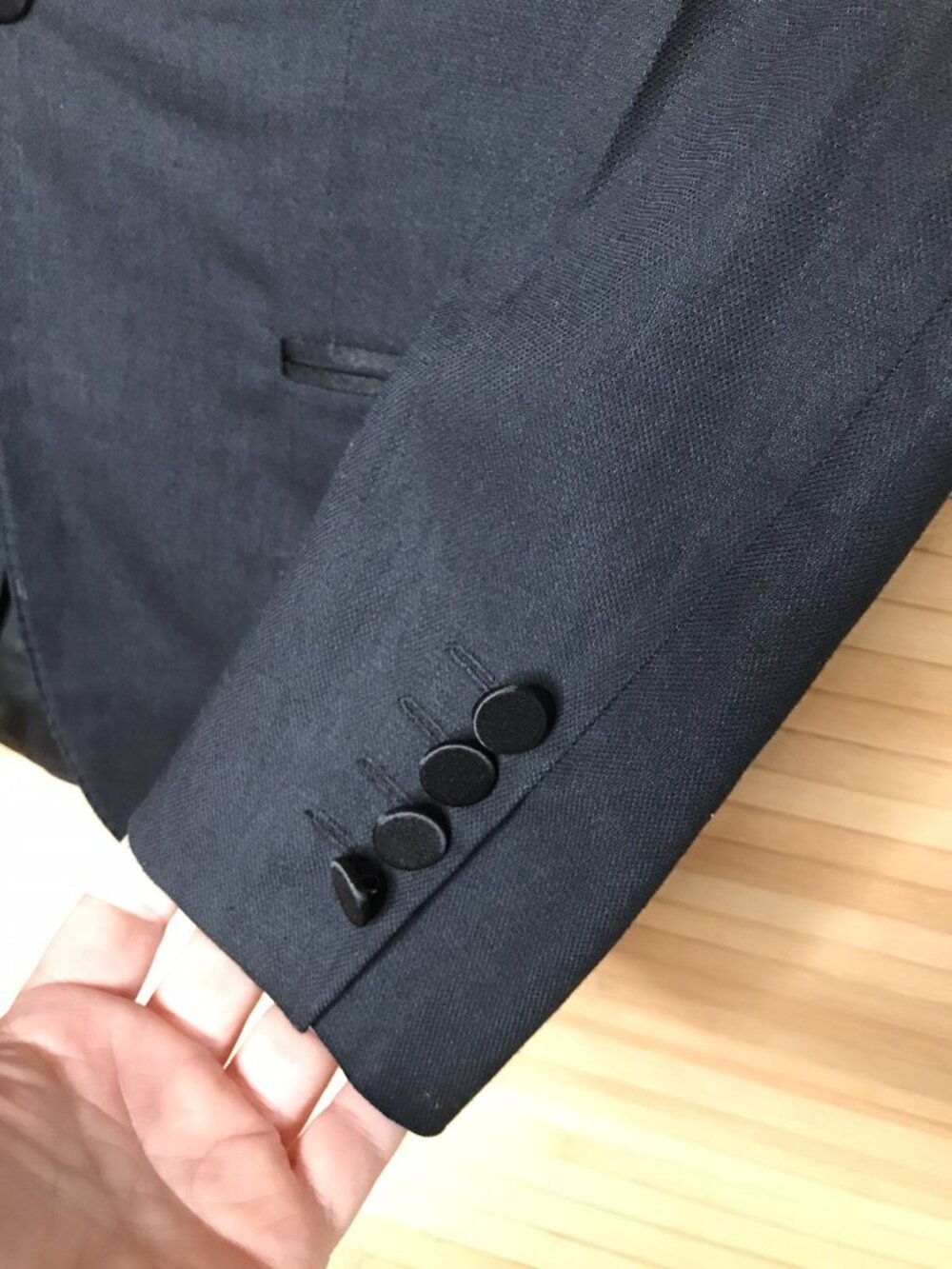 LANVIN black midnight blue formal tuxedo blazer jacket FR44 US 34 SLIM - Picture 3 of 6